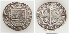 Philip IV 2 Reales 16(27) (Aqueduct)-P XF, Segovia mint, KM83.1, Jones-1765. 24.7mm. 5.63gm. Includes detailed collector tag. 

HID09801242017

© ...