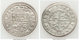 Philip V 2 Reales 1718 CA-JJ XF, Cuenca mint, KM308, Jones-1769. 26.7mm. 5.49gm. Included with detailed collector tag. 

HID09801242017

© 2020 He...