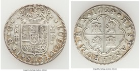 Louis I 2 Reales 1724 S-F XF, Segovia mint (Aqueduct mintmark), KM328, Jones-1770. 26.2mm 5.17gm. Included with detailed collector tag. 

HID0980124...