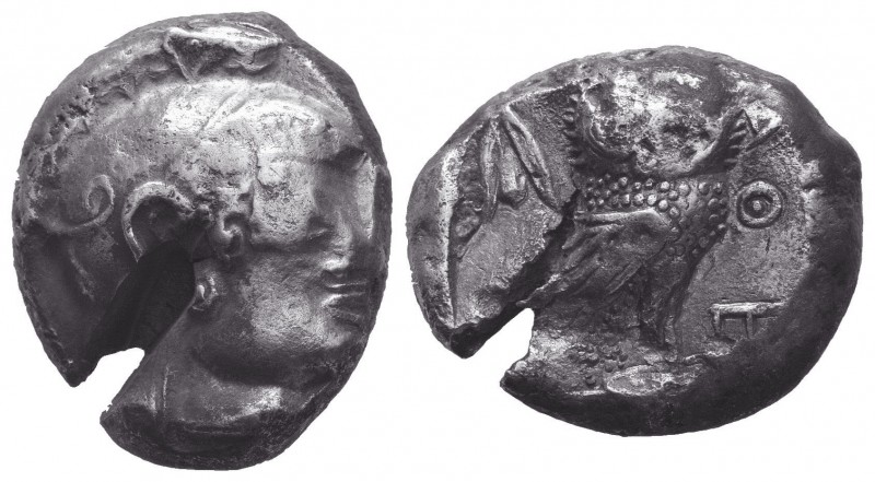 ATTICA. Archaic Athens. AR Tetradrachm. ca. 454-415 B.C.
Obv: Helmeted head of A...