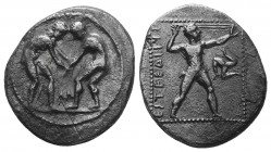 PAMPHYLIA. Aspendos. Circa 380/75-330/25 BC. Stater. Two nude wrestlers, standing and grappling with each other; between them, AΦ. Rev. ΕΣΤFΕΔΙΙΥΣ Sli...