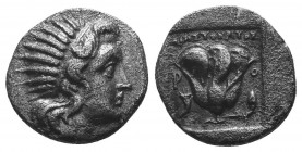 Islands off Caria. Rhodos circa 205-190 BC. Ainetor, magistrate. Drachm AR
Head of Helios facing slightly right / Rose with bud to right;

Condition: ...