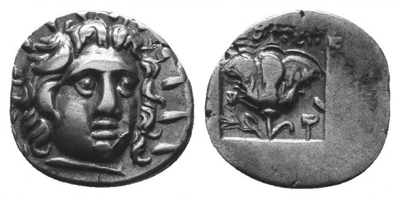 Islands off Caria. Rhodos circa 205-190 BC. Ainetor, magistrate. AR
Head of Heli...