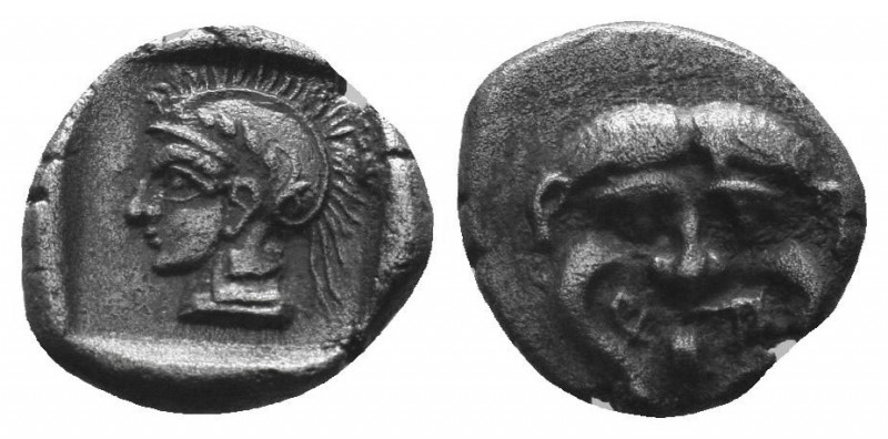 PAMPHYLIA. Aspendos. Obol (Circa 420-360 BC).
Obv: Facing gorgoneion.
Rev: Hel...