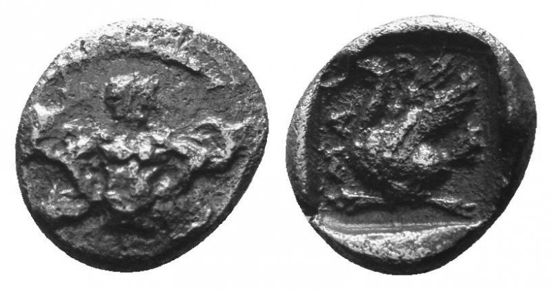 Cilicia, Mallos AR Obol. Circa 440-390 BC. Half-length bust of winged figure fac...