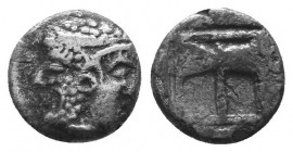 Greek Obol, Ca. 350-300 BC. AR

Condition: Very Fine

Weight: 0.50 gr
Diameter: 7 mm