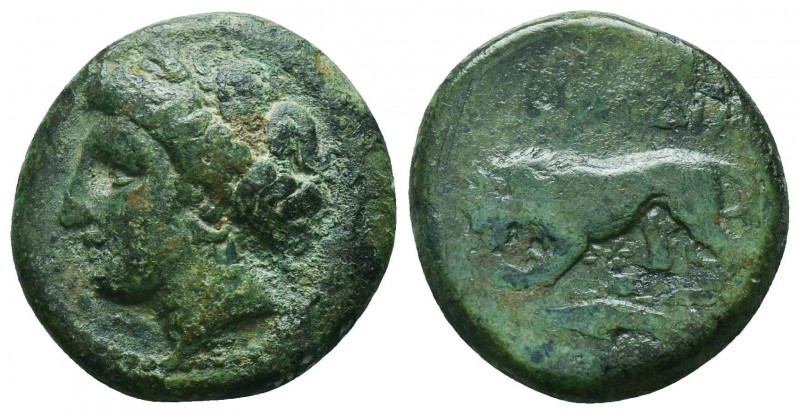 THRACE, Kardia. Circa 357/46-309 BC. Æ. Wreathed head of Persephone left / Lion ...