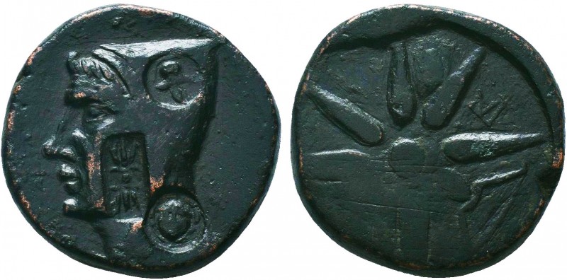 PONTOS. Uncertain. Time of Mithradates VI, circa 130-100 BC. AE. Male head to le...