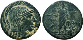 PONTOS. Amisos. Time of Mithradates VI Eupator (Circa 105-90 or 90-85 BC). Ae.
Obv: Helmeted head of Athena right.
Rev: AMI - ΣOY.
Perseus standing le...