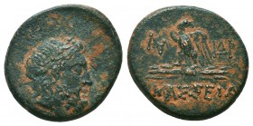 Amaseia (BC 85-65) AE
ca 85-65 BC, time of Mithradates VI. AE Laureate head of Zeus right / ΑΜΑΣΣΕΙΑΣ, eagle standing on thunderbolt.

Condition: Very...