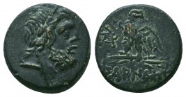 Pharnakeia (BC 85-65) AE 
ca 85-65 BC. AELaureate head of Zeus right / ΦΑΡΝΑΚΕΙ[ΑΣE], eagle on thunderbolt; [star] and monogram in left field. 

Condi...
