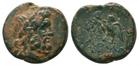 LYDIA. Blaundus. Ae (2nd-1st centuries BC). Apollonios, son of Theogenes, magistrate.
Obv: Laureate head of Zeus right.
Rev: MΛAYNΔEΩN / AΠOΛΛΩNI ΘEOΓ...