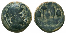 PHRYGIA. Synnada. Ae (2nd-1st centuries BC). Meliton, son of Athenaios, magistrate.
Obv: Laureate head of Zeus right; sceptre to left.
Rev: ΣYNNAΔΕ / ...
