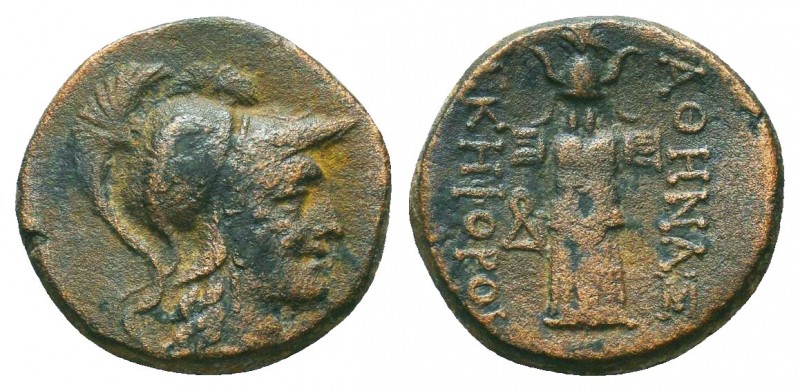 MYSIA. Pergamon. Ae (Mid-late 2nd century BC).
Obv: Helmeted head of Athena righ...