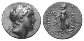 Kings of Cappadocia, Ariarathes V Eusebes AR Drachm. Dated RY 33 = 130/29 BC. Diademed head right / ΒΑΣΙΛΕΩΣ ΑΡΙΑΡΑΘOV EVΣEBOVΣ, Athena Nikephoros sta...