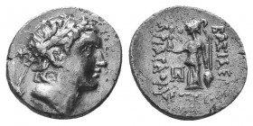 Kings of Cappadocia, Ariarathes V Eusebes AR Drachm. Dated RY 33 = 130/29 BC. Diademed head right / ΒΑΣΙΛΕΩΣ ΑΡΙΑΡΑΘOV EVΣEBOVΣ, Athena Nikephoros sta...