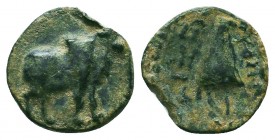 KINGS OF CAPPADOCIA. Ariarathes IV Eusebes (Circa 220-163 BC). Serrate Ae.
Obv: Bull standing right.
Rev: ΒΑΣΙΛΕΩΣ / APIAPAΘOY.
Bow in bowcase.
Simone...