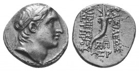 Seleukid Empire, Demetrios I Soter AR Drachm. Antioch on the Orontes, 162-150 BC
Diademed head of Demetrios I right,
Rev: BAΣIΛEΩΣ ΔHMHTPIOY ΣΩTHPOΣ, ...