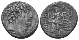 Seleukid Kingdom. Antioch. Philip I Philadelphos 95-75 BC.
Tetradrachm AR
Diademed head right / ΒΑΣΙΛΕΩΣ ΦΙΛΙΠΠΟΥ ΕΠΙΦΑΝΟΥΣ ΦΙΛΑΔΕΛΦΟΥ, Zeus Nikephoro...