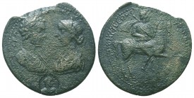 CARIA. Stratonicaea. Caracalla with Plautilla. 198-217 AD. AE Bronze.AV KAI M AVP A]И KAI ΘЄ CЄB ИЄ ΠΛAUTIΛΛA, confronted busts of Caracalla right, la...