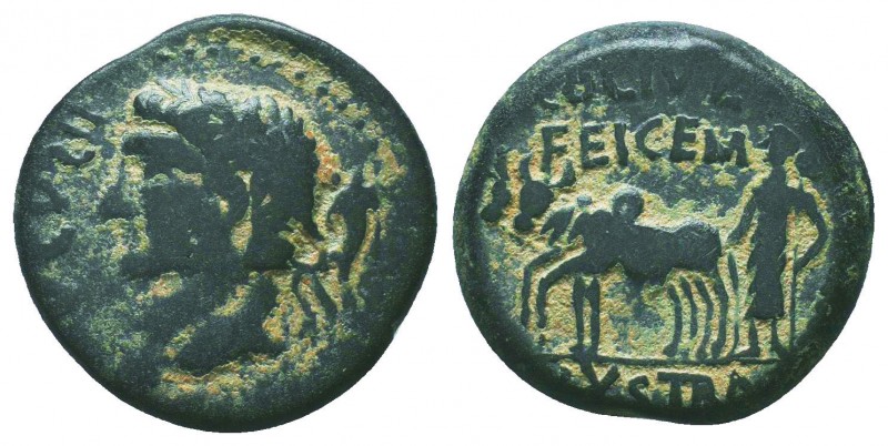 LYCAONIA. Lystra. Augustus (27 BC-AD 14). Ae.
Obv: IMPE AVGVSTI.
Laureate head l...