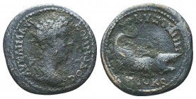 MYSIA. Cyzicus. Commodus (177-192). Ae.
ΑV ΚΑΙ Μ ΑVΡ ΚΟΜΜΟΔΟС.
Laureate, draped and cuirassed bust right.
Rev: ΚVΖΙΚΗΝΩΝ ΝЄΟΚΟ.
Galley right.
RPC IV o...