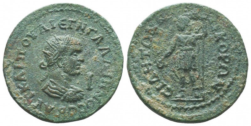 PAMPHYLIA. Side. Gallienus (253-268). Ae 10 Assaria.
Obv: AVT KAI ΠOV ΛI ЄΓN ΓAΛ...