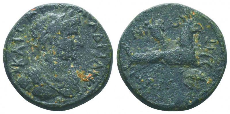 THRACE. Maroneia. Hadrian (117-138). Triassarion.
Obv: KAICAP TPAI AΔPIANOC.
Lau...