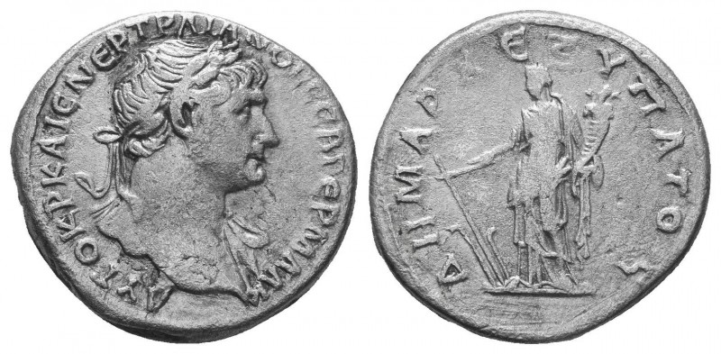 Trajan AR Didrachm of Caesarea, Cappadocia. AD 112-114. AVT KAI NEPOYAC TPAIANOC...