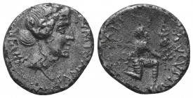 Augustus. 27 BC-AD 14. AR Denarius. Rome mint; P. Petronius Turpilianus, moneyer. Struck 18 BC. Diademed and draped bust of Feronia right / Parthian k...