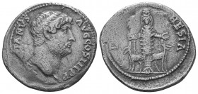 HADRIAN. 117-138 AD. AR Cistophoric Tetradrachm . Struck 129 AD. "Uncertain mint C." HADRIANVS AVGVSTVS P P, bare head right / COS III, Diana of Ephes...