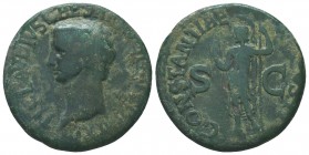 CLAUDIUS, (A.D. 41-54), AE as, Rome mint, issued A.D: obv. bare head of Claudius to left, around TI CLAVDIVS CAESAR AVG PM TR P IMP P P, rev. CONSTANT...