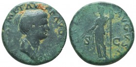 Julia Titi. Augusta, AD 79-90/1. Æ Dupondius. Rome mint. Struck under Titus, AD 80-81. Draped bust right / Ceres standing left, holding grain ears and...