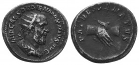 PUPIENUS, A.D. 238. AR Double Denarius, Rome Mint, ca. A.D. 238.
RIC-11b. Radiate, draped, and cuirassed bust of Pupienus facing right; Reverse: Clasp...