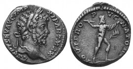Septimius Severus AD 193-211. Denarius AR
obv. laureate head to right of Septimius Severus, around L SEPT SEV AVG IMP XI PART MAX, rev. Jupiter advan...