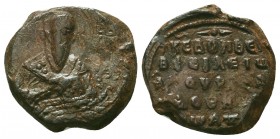 Byzantine lead seal of Basileios Apokapes,
protonoubellisimos and doux of Edessa
(ca 1078-1083)
Obverse: Bust of saint Basileios the Great, facial,...