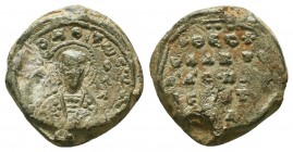 Byzantine lead seal of Theophylaktos b. protospatharios and strategos of …
(ca 11th cent.)

Condition: Very Fine

Weight: 8.30 gr
Diameter: 20 m...