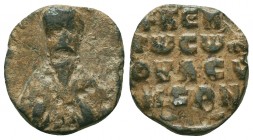 BYZANTINE Lead SEAL of Symeon (9th-12th centuries).

Condition: Very Fine

Weight: 6.50 gr
Diameter: 21 mm