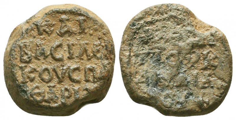 BYZANTINE Lead SEAL of Leon (?) kandidatos and b. spatharios (9th-12th centuries...