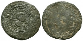 Medieval period lead theriac seal of a medecine bottle

Obverse: A man's head to right, all within a double linear border, bearing a latin inscription...