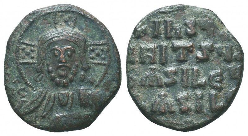 Anonymous A2, Attributed to Basil II; 976-1025 AD, Follis, Sear-1813, DO-42a. 
O...