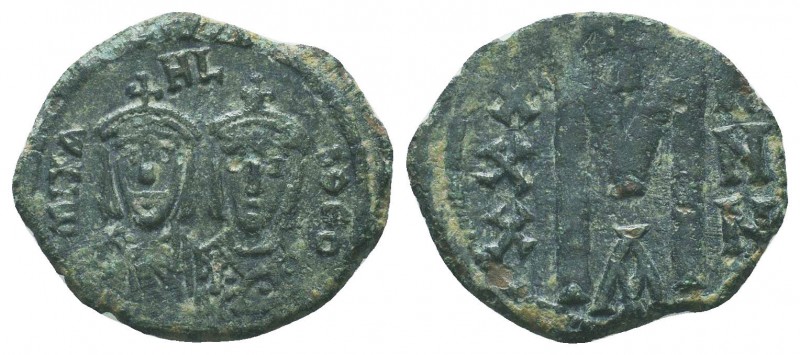 MICHAEL II THE AMORIAN with THEOPHILUS (820-829). Follis. Constantinople.
Obv: M...