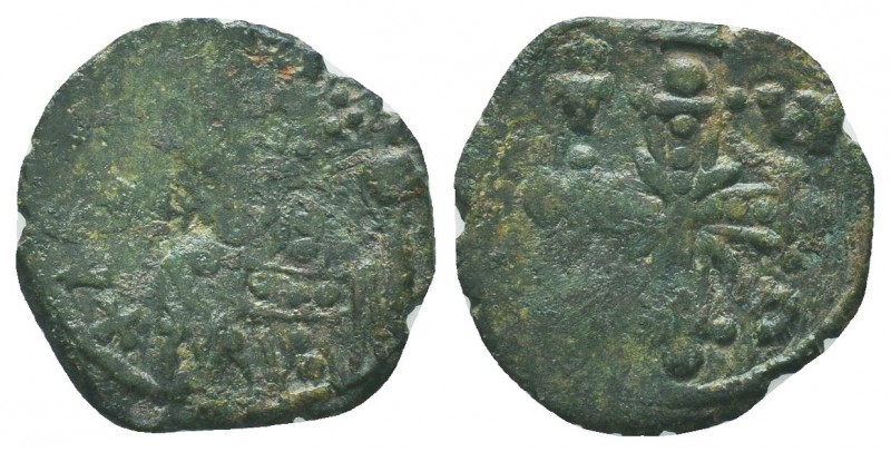 CRUSADERS. Edessa. Baldwin I (?), 1098-1100. Follis. Nimbate and draped bust of ...