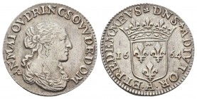 FRANCE. Dombes. Anna Maria Luisa d'Orléans (1627-1693). Luigino or 1/12 Écu (1666-A).
Obv: AN MA LOV PRINC SOVV DE DOM.
Draped bust right.
Rev: DNS AD...