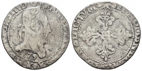 France, Henry III AR 1/2 Franc. 1590-1591. HENRICVS III D:G.FRANC ET POL REX, laureate and armoured bust right / SIT NOMEN DOMINI BENEDICTVM, ornate c...