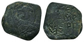 DANISHMENDID.Amir Ghazi, 1104-1134, AE dirham , nimbated bust of Christ facing / Greek inscription KEPO / AMHP / ΓAZI. Album 1237

Condition: Very Fin...