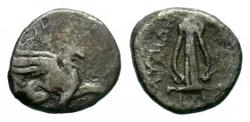 Ionia, Teos AR Obol. Circa 500-460 BC.

Weight: 0,64 gr
Diameter: 10,00 mm