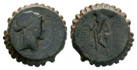 Seleukid Kings, Seleukos IV (187-175 BC). Serrate Æ . Antioch.

Weight: 10,70 gr
Diameter: 23,00 mm