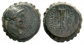 Seleukid Kings, Demetrios I (162-150 BC). Serrate Æ . Antioch on the Orontes.

Weight: 17,02 gr
Diameter: 26,00 mm