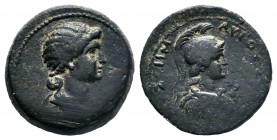 Cilicia. Augusta. Julia Augusta (Livia), Augusta, 14-29 AD. AE16 , Diademed and draped bust right, Helmeted bust of Athena right.

Weight: 4,20 gr
Dia...